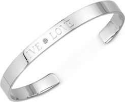 Diamond Accent "Live Love" Cuff Bangle Bracelet in 14kt Gold Over Silver (also available in Sterling Silver)