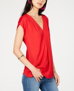 Inc Inverted-Pleat V-Neck Top, Created for Macy's