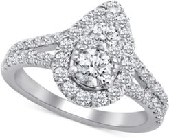 Diamond Teardrop Openwork Engagement Ring (1-3/4 ct. t.w.) in 14k White Gold