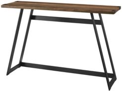 46 inch Metal Wrap Entry Table in Rustic Oak