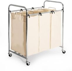 Mobile 3-Bag Heavy-Duty Laundry Hamper Sorter Cart