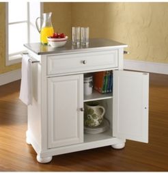 Alexandria Stainless Steel Top Portable Kitchen Island