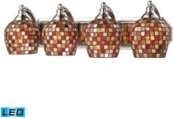 4 Light Vanity in Satin Nickel and Multi Mosaic Glass - Led, 800 Lumens (3200 Lumens Total) with Ful
