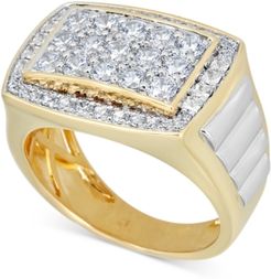 Diamond Two-Tone Men's Cluster Ring (2 ct. t.w.) in 10k Gold & White Gold