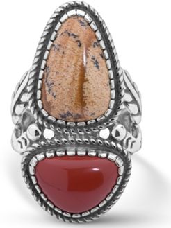Picture Jasper and Red Jasper Ring in Sterling Silver