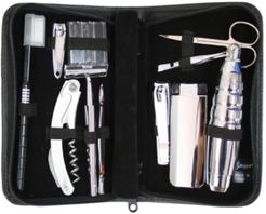 Royce Executive Travel and Grooming Toiletry Kit in Leather with Stainless Steel Implements