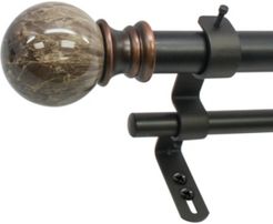 1-Inch Marble Ball Double Telescoping Curtain Rod Set, 36 to 72-Inch, Brown