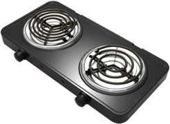 Electric Easily Portable Ultra Lightweight Dual Coil Burner Cooktop Buffet Range in Matte Black