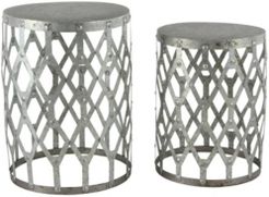 Set of 2 Contemporary 19" and 22" Round Gray Iron Patio Tables
