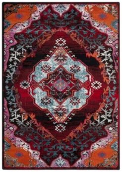 Cherokee Light Blue and Red 4' x 6' Area Rug