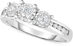 Diamond Trinity Engagement Ring (1/2 ct. t.w.) in 14k White Gold