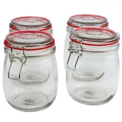 Cottage Chic 4 Piece 22 Ounce Preserving-Storage Jar Set with Wire Bail and Trigger Closure