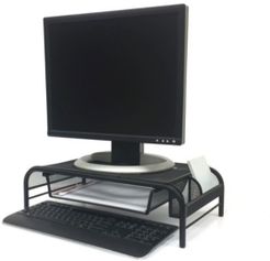 Metal Mesh Monitor Stand and Desk Organizer with Drawer