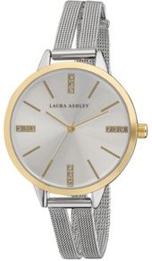 Two Tone Gold Split Mesh Band Sunray Dial Watch