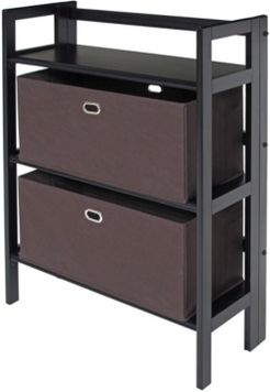 Torino 3-Pc Set Folding Bookcase with Fabric Basket