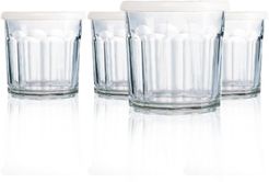Working Double Old Fashioned Glass + White Storage Lids - Set of 4