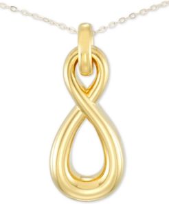 Diamond Accent Infinity 18" Pendant Necklace in 14k Gold Over Resin, Created for Macy's