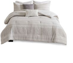 Lizbeth King/California King 5 Piece Cotton Clip Jacquard Comforter Set Bedding