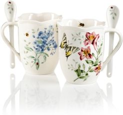 Butterfly Meadow Set of 2 Cocoa Mugs with Spoons