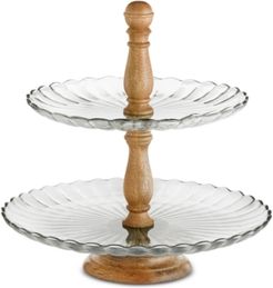 Closeout! Martha Stewart Collection Glass & Wood 2-Tier Server, Created for Macy's