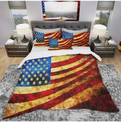 Designart 'God Bless America Flag' Modern and Contemporary Duvet Cover Set - King Bedding
