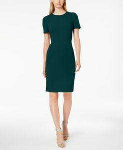 Seamed Scuba Crepe Sheath Dress