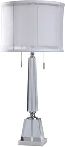Kingston Chrome 37in Crystal Glass Marble and Metal Body Table Lamp