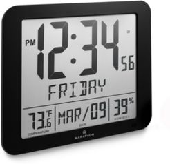 Slim Atomic Full Calendar Clock with Large 3.25" Digits, Indoor Temperature