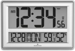 Jumbo Atomic Wall Clock with Date, Indoor Temperature and Humidity