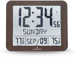 Slim Atomic Wall Clock with Indoor/Outdoor Temperature, Full Calendar