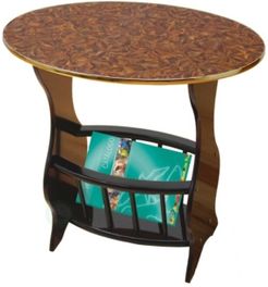 Oval Side Table with Magazine Holder