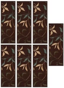 Ottohome Patterned Non-Slip Pet-Friendly Stair Treads Set of 7, 9" x 26" Bedding