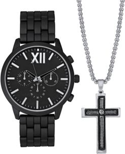 Inc Men's Matte Black Bracelet Watch 48mm Gift Set, Created for Macy's