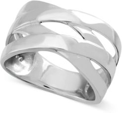 Polished Criss-Cross Ring in Fine Silver-Plate