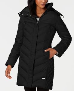 Petite Faux-Fur-Trim Down Hooded Puffer Coat