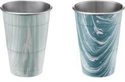 by Cambridge 18oz Blue Marble Stainless Steel All Purpose Cups - Set of 2