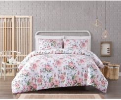 Cottage Classics Blooms Floral Seersucker 3-Piece King Duvet Set Bedding