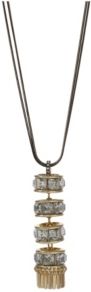 Christian Siriano Black Tone Necklace with Gold Tone Y Tassel Pendant