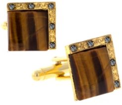 1928 Jewelry 14K Gold Plated Tiger's Eye Square Cufflinks