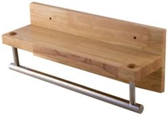 16" Wooden Shelf with Chrome Towel Bar Bathroom Accessory Bedding