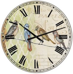 Birds Gathered On Wire Paris Ii Oversized Cottage Wall Clock - 36" x 28" x 1"