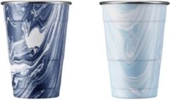 by Cambridge Navy and Light Blue Swirl 18 oz Party Cups - Set of 2