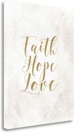 Faith Hope Love - Tan by Tara Moss Giclee Print on Gallery Wrap Canvas, 29" x 37"