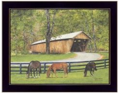 Old Covered Bridge By Ed Wargo, Printed Wall Art, Ready to hang, Black Frame, 18" x 14"
