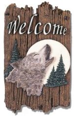 Welcome Sign, Wolf Porch Decor, Resin Slate Plaque, Ready to hang Decor, 13" x 7.75"
