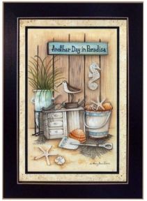 Another Day in Paradise By Mary June, Printed Wall Art, Ready to hang, Black Frame, 10" x 14"