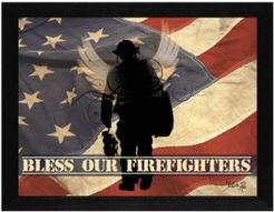 Bless our Firefighters By Marla Rae, Printed Wall Art, Ready to hang, Black Frame, 18" x 14"