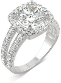 Moissanite Cushion Halo Ring 4-1/4 ct. t.w. Diamond Equivalent in 14k White Gold