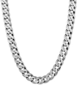 Flat Curb Link 24" Chain Necklace in Sterling Silver