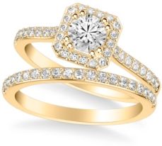 Diamond Halo Bridal Set (1 ct. t.w.) in 14k White, Yellow or Rose Gold